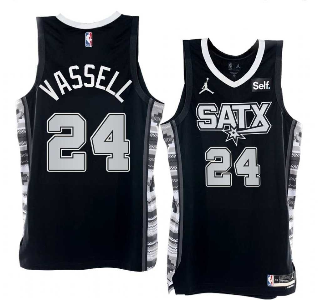 Mens San Antonio Spurs #24 Devin Vassell 2022-23 Black Stitched Jersey->san antonio spurs->NBA Jersey